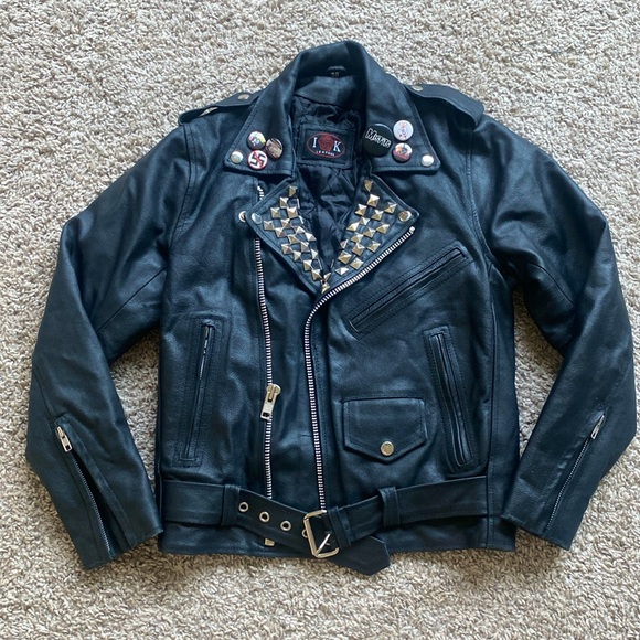 Punk rock genuine leather jacket